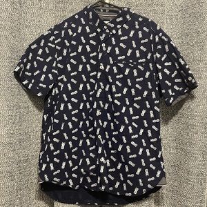 Large Pineapple Button Down Short Sleeve